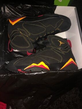 Jordan Black Basketball Sneakers with Red & Yellow Highlights